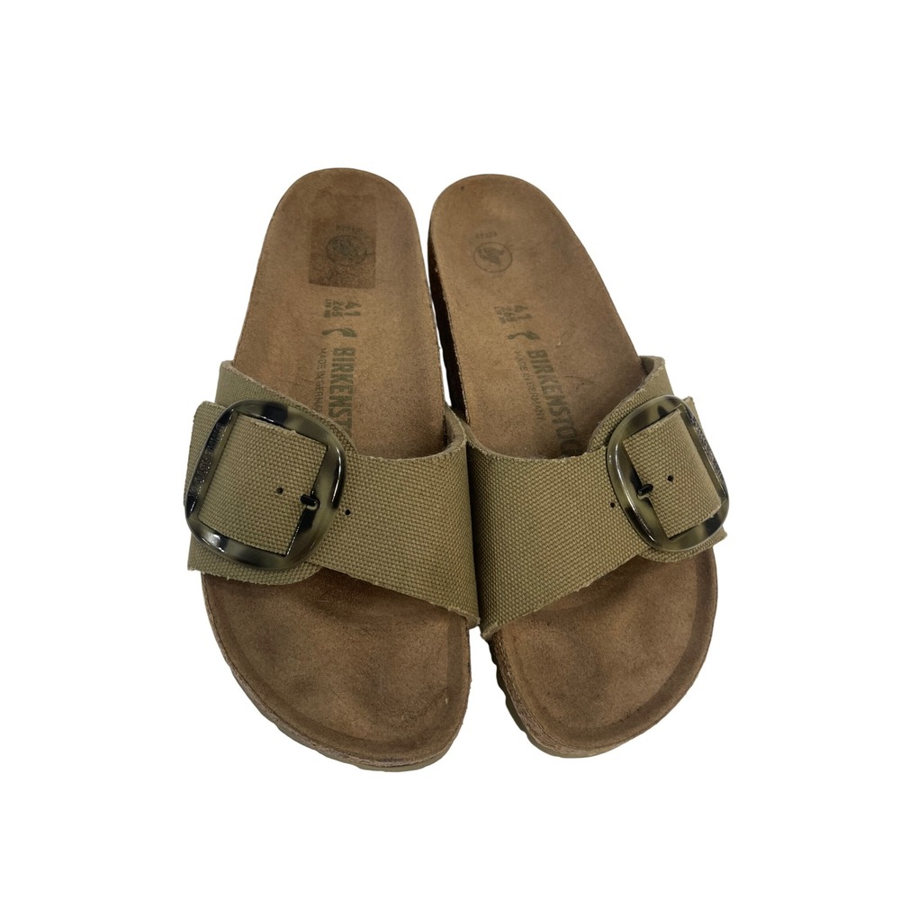 Birkenstock Madrid Big Buckle Olive Green Canvas Vegan Slide Sandals Womens 41